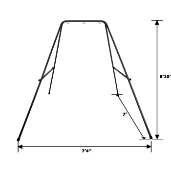 Requisitos de espacio para la estructura para columpio sexual Screamer Stand. Dimensiones 